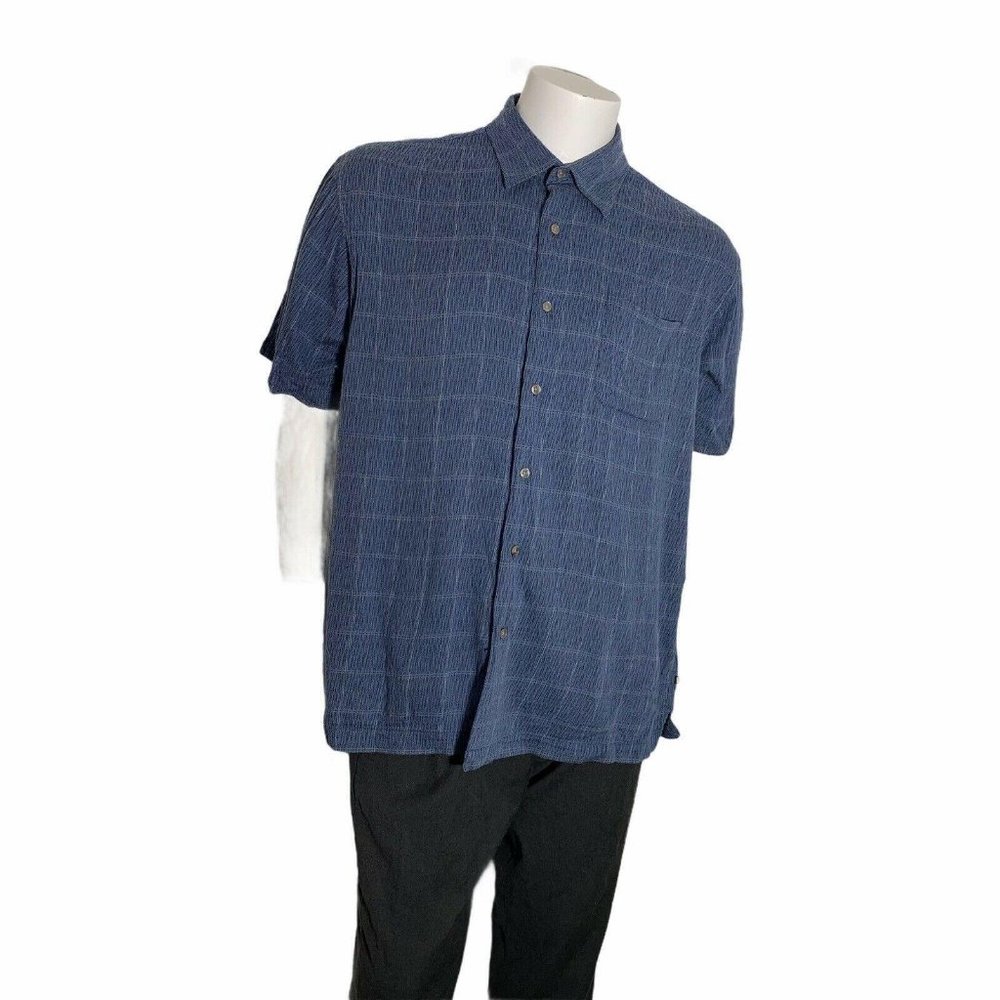 Geoffrey Beene Mens XL Short Sleeve Button Up Blue